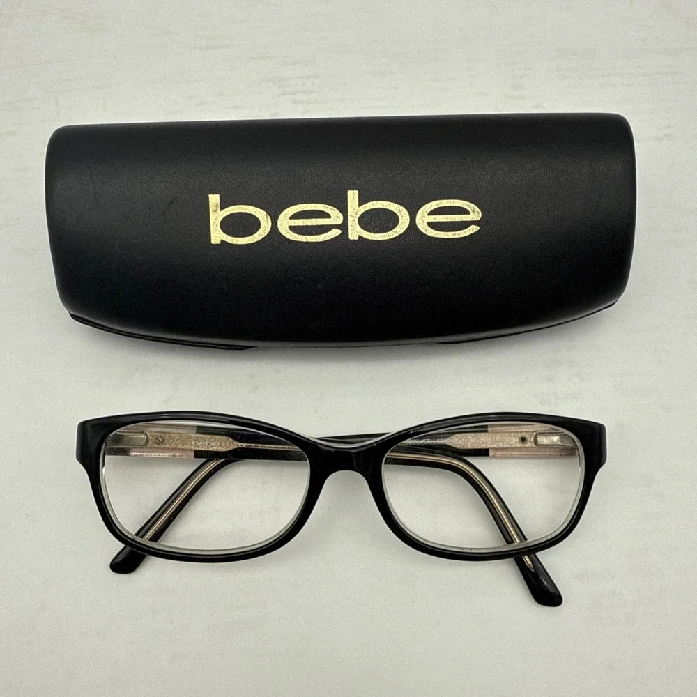 BEBE LADY VEGAS BB 5082 001 JET BLACK GOLD AUTHENTIC FRAMES EYEGLASSES 52-16